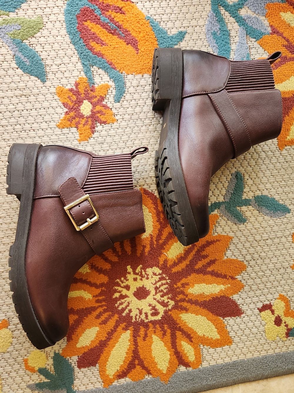 Vionic Brown Ankle Boots with Gold Buckle - Picture 5 of 10